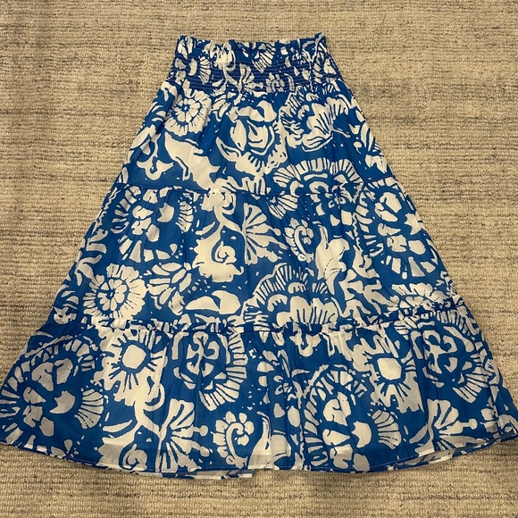 NWOT Melissa Nepton Citadel Print Maxi Skirt in Floral Blue Size M - Picture 1 of 4